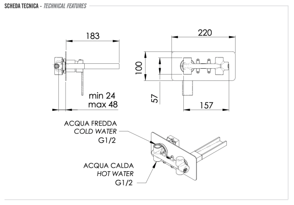 Смеситель для раковины Remer Qubika Cascata QC15