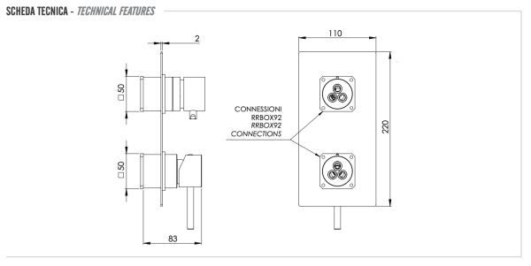 Смеситель для душа Remer X Style X92QKBNO, черный матовый