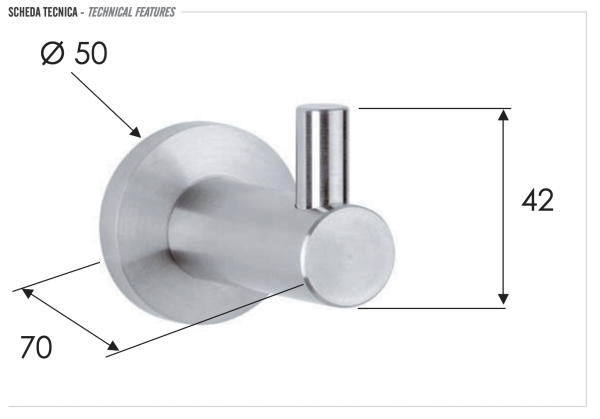Крючок Remer Minimal INOX Mi50INOXCR, нержавеющая сталь