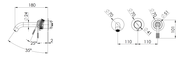 Смеситель для ванны Remer Atelier AL54D2PWBDO, золото глянцевое
