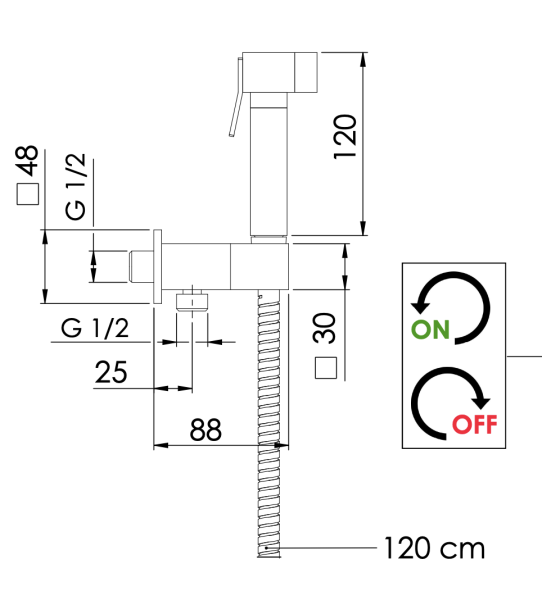 Гигиенический комплект с запорным вентилем Remer 338Q332OS