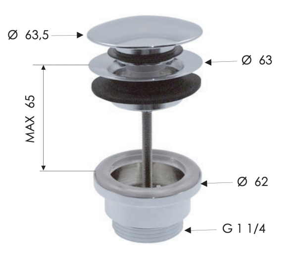 Донный клапан универсальный 1”1/4 Remer 905CCR114BR, бронза масляная