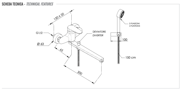 Смеситель для ванны Remer Class Line L49