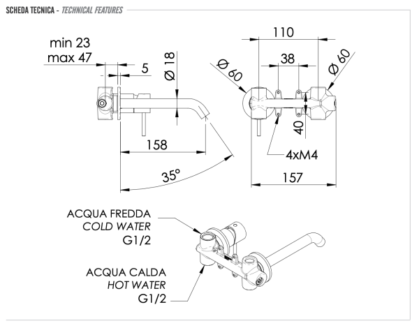 Смеситель для раковины Remer X Style X15PBG, золото брашированное