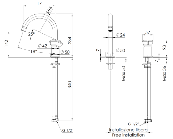 Смеситель для раковины Remer Element ET57RP, медь брашированная