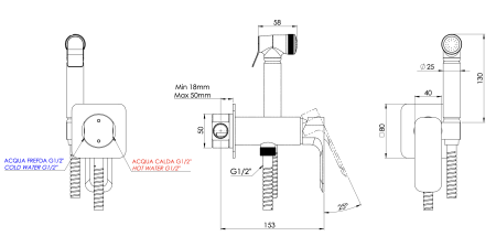 Гигиенический душ со смесителем Daniel Tiara TA645BP4DC15, чёрный матовый