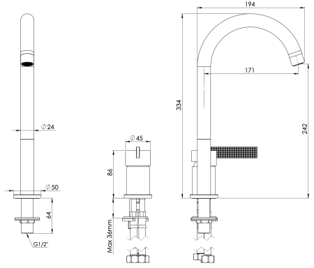 Смеситель для раковины Daniel Club ANC655L64, медь состаренная