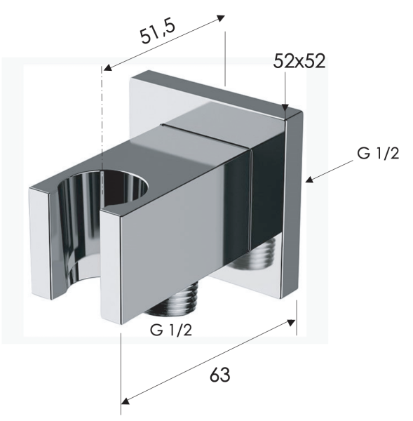 Держатель ручного душа с подключением шланга Remer 337QXV, сталь