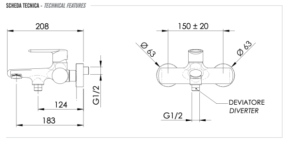 Смеситель для ванны Remer Vanity V05