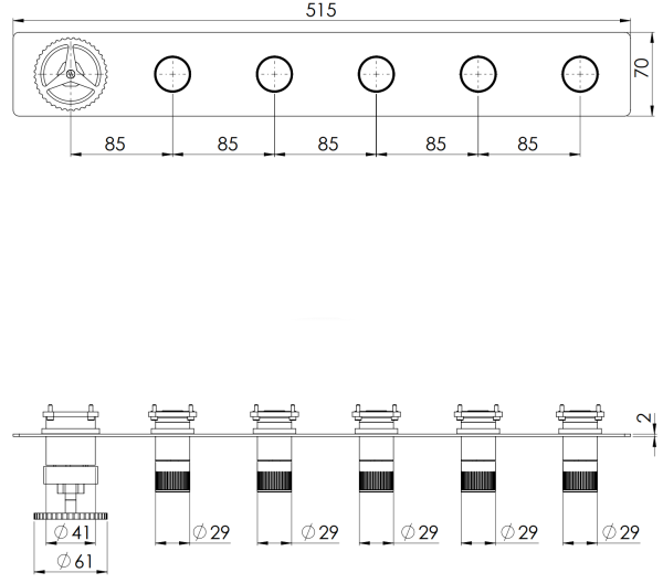 Смеситель для душа Remer Chrono CH98D5WBRP, медь брашированная