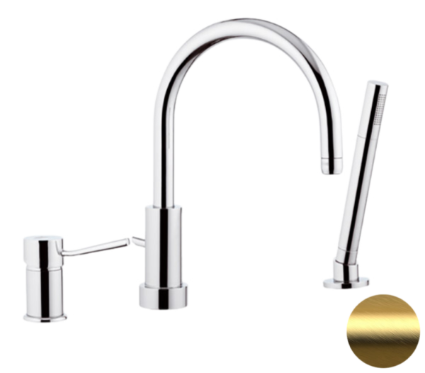 Смеситель для ванны Remer Minimal N072BG, золото брашированное