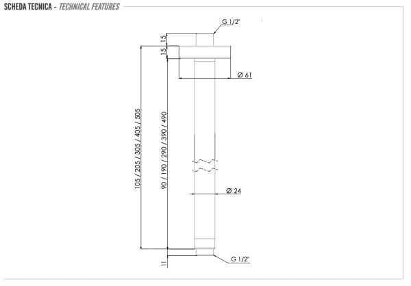 Кронштейн потолочный для верхнего душа 10 см Remer 347N10NO, черный матовый