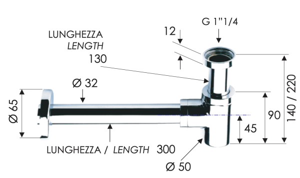 Сифон 1”1/4 Remer 958BXV, сталь
