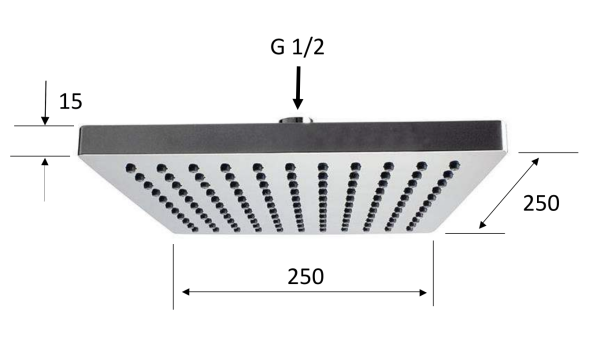 Верхний душ с шарнирным соединением 25 см Remer 356SD25X