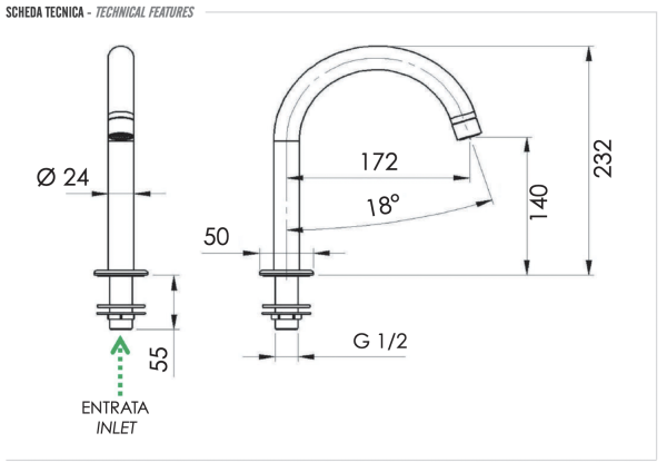 Излив в борт ванны Remer 67N