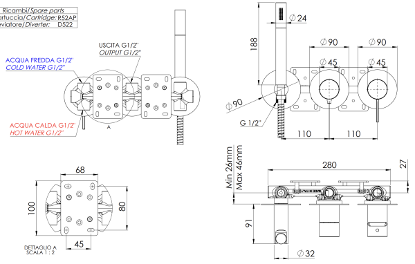 Смеситель для душа Remer Metrica MC97D2P