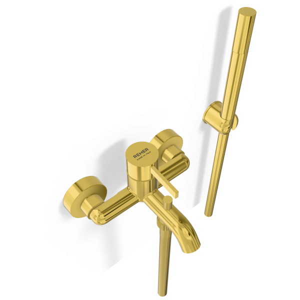 Смеситель для ванны Remer Metrica MC02DO, золото глянцевое