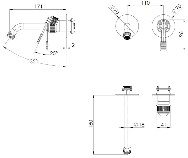 Смеситель для раковины Remer Atelier AL15PWBRP, медь брашированная