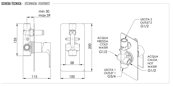 Смеситель для душа Remer Energy EY09L