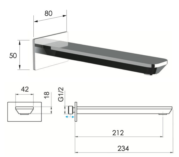 Излив настенный 23 см Daniel Tiara TA4704LCR