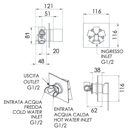Смеситель для душа Remer Qubika Q94C