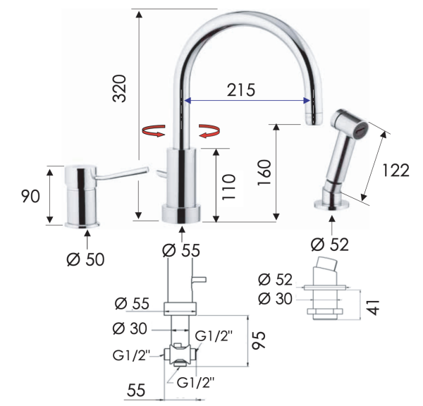 Смеситель для кухни Remer Minimal N48332EU