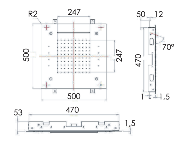 Верхний душ потолочный с подсветкой 50 см Remer INOX SS357RS50NC