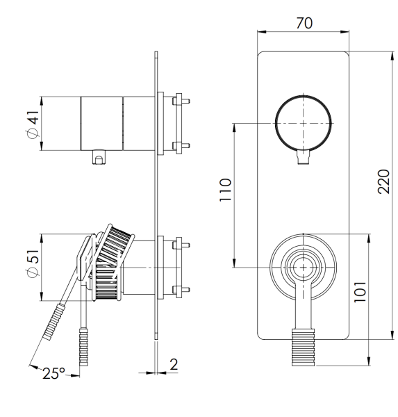 Смеситель для душа Remer Atelier AL93WBRP, медь брашированная