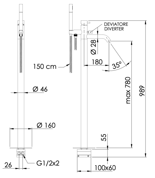 Смеситель для душа Daniel Tokyo TK678DP, золото брашированное