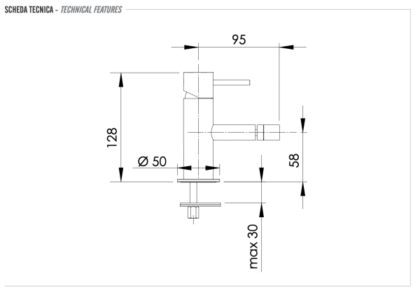 Смеситель для биде Remer X Style INOX SSX20B, нержавеющая сталь