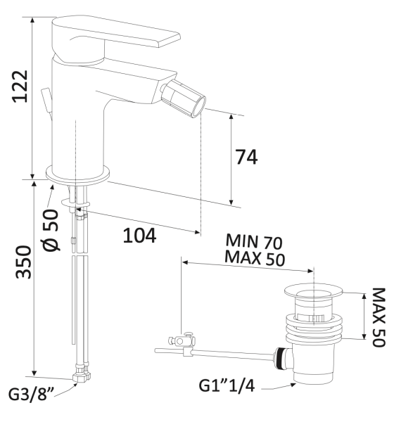 Смеситель для биде Mariani Artic A00493AT