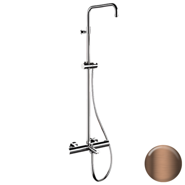 Душевая система термостатическая с изливом Remer Elegance EQ34ASSDCU, медь брашированная PVD