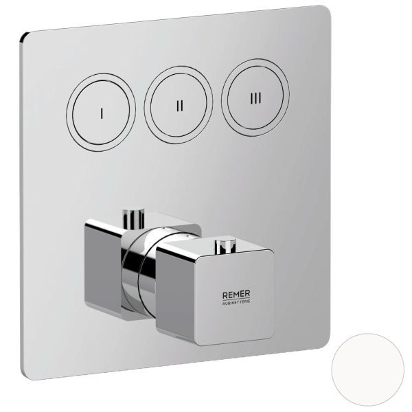 Смеситель термостатический для душа Remer Absolute AU99D3KBBO, белый матовый