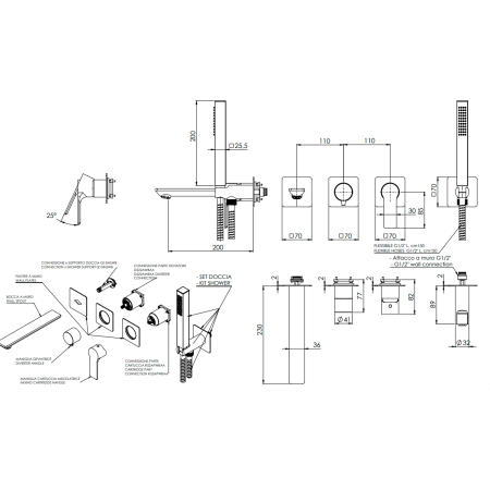 Смеситель для душа Remer Energy EY53D2PWBNO, черный матовый
