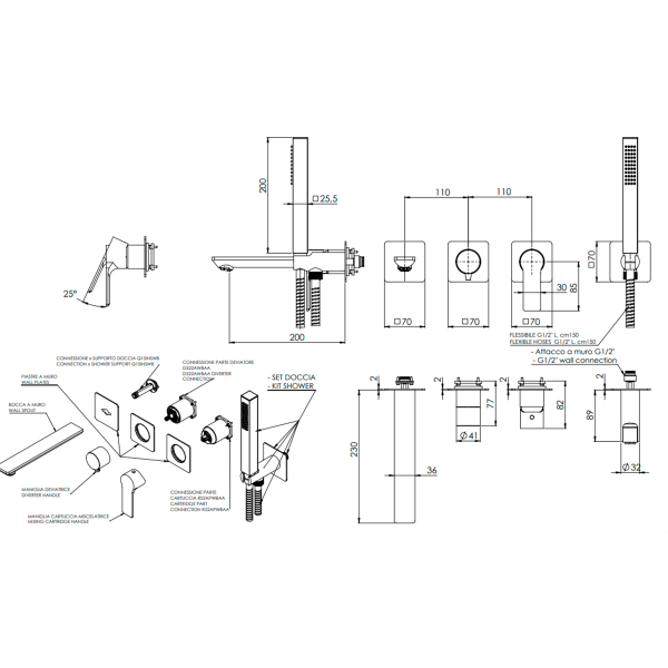 Смеситель для душа Remer Energy EY53D2PWBXV, сталь