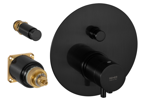 Смеситель термостатический для душа Remer Elegance NT09KBCFP, черный брашированный хром