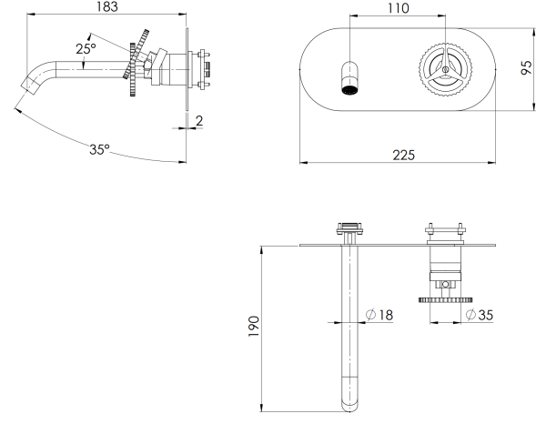 Смеситель для раковины Remer Chrono CH15LWBRP, медь брашированная