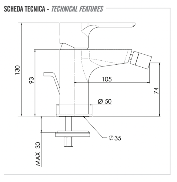 Смеситель для биде Remer Energy EY20NO, черный матовый