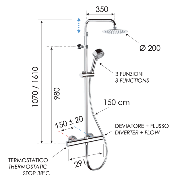 Душевая система термостатическая Remer EQ32AUFM20