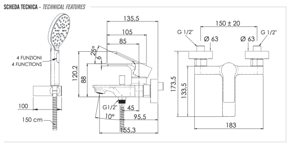 Смеситель для ванны Remer Energy EY02BO, белый матовый