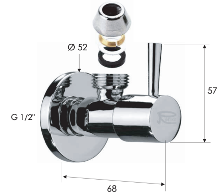Запорный вентиль 1/2*10 Remer 128L1210