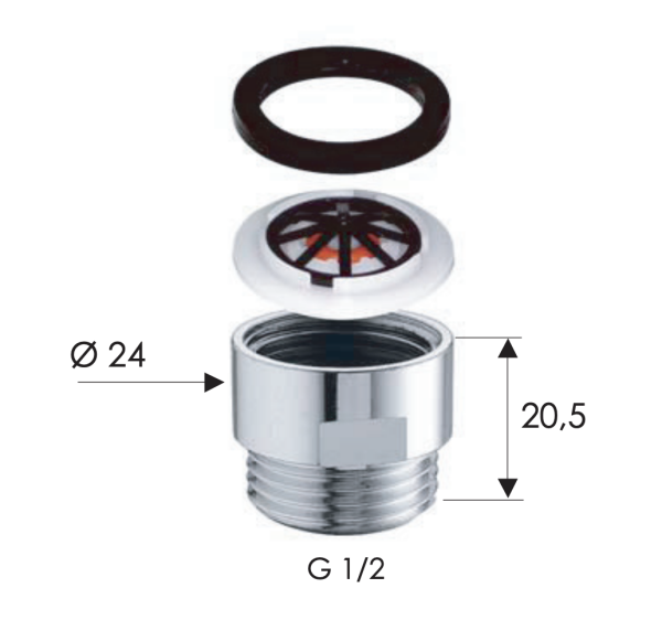 Переходник с ограничителем расхода воды до 8 л/мин Remer 309RL8