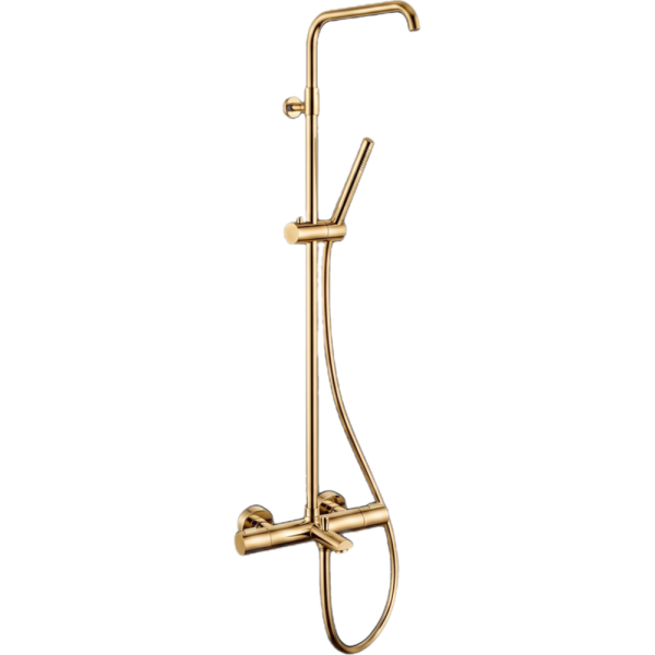 Душевая система термостатическая с изливом без верхнего душа Remer Elegance EQ34A7MCSSOFDO, золото глянцевое