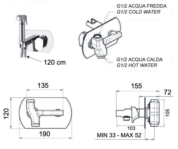 Гигиенический душ со смесителем Remer Infinity I60NO, черный матовый