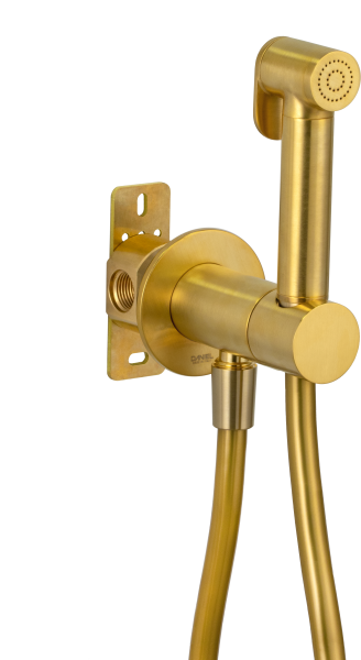 Гигиенический душ со смесителем Daniel Tokyo TX647P4DCDP, золото брашированное