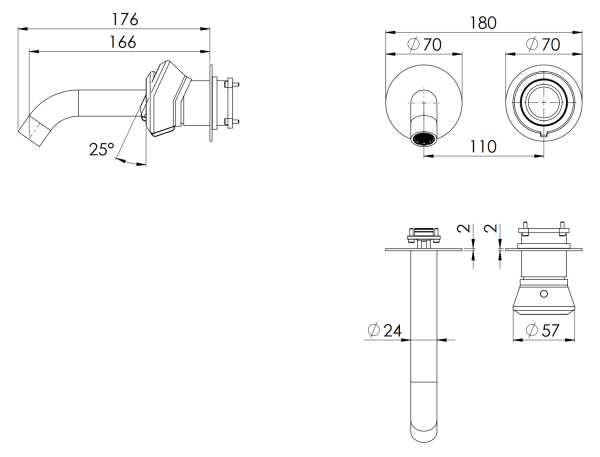 Смеситель для раковины Remer Element ET15PWBBG, золото брашированное