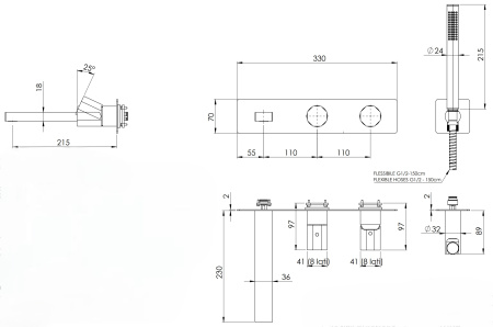 Смеситель для ванны Remer Ottagono ON53D2WB