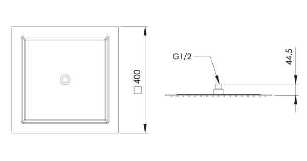 Верхний душ с шарнирным соединением 40 см Remer INOX SS357UFS40X, нержавеющая сталь