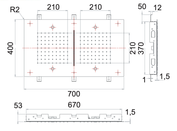 Верхний душ потолочный 70х40 см Remer 357SFR7040NC