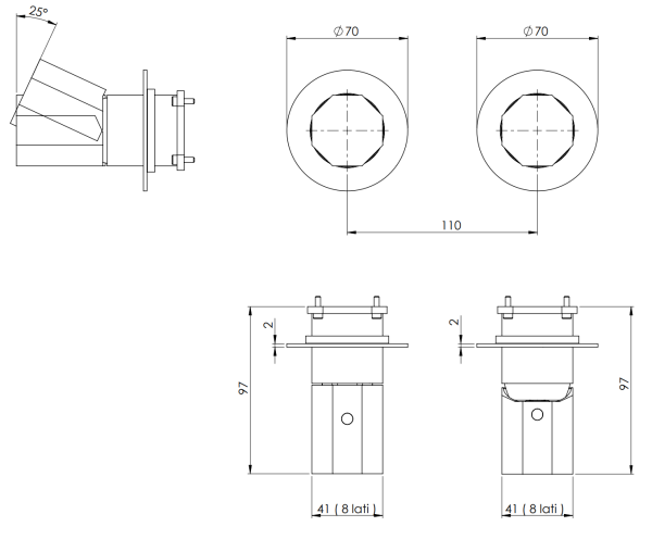 Смеситель для душа Remer Ottagono ON92ZPWBGM, оружейная сталь PVD